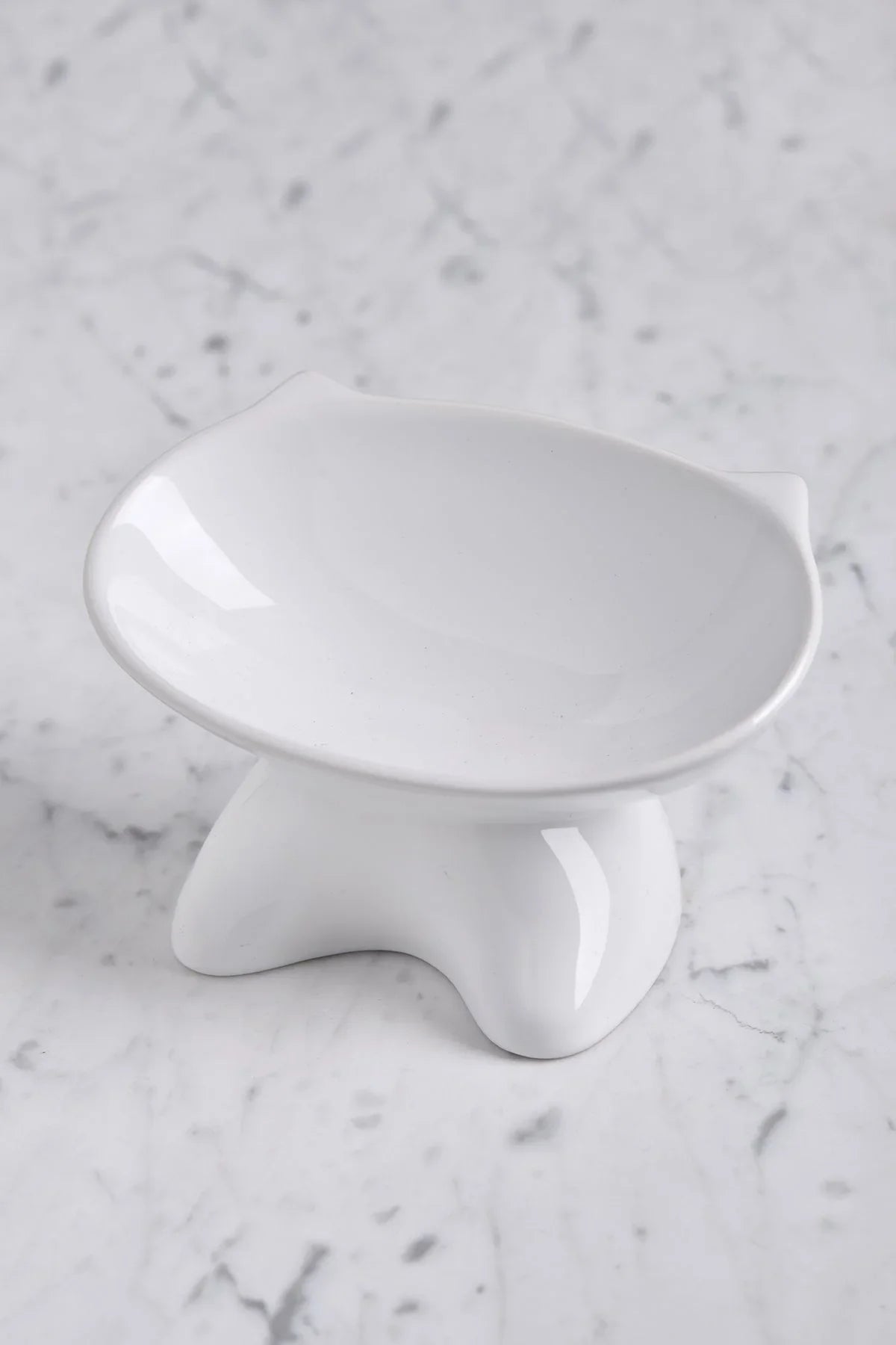 Ergonomik Eğimli Yüksek Seramik Kedi Mama Kabı - Ortopedik, Bıyık Dostu Tasarım - Siyah & Beyaz Renk Seçenekli - Selenica