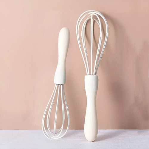 2'li Set Silikon Mutfak Çırpıcısı - Ergonomik Saplı Beyaz Çırpıcı Takımı - Selenica