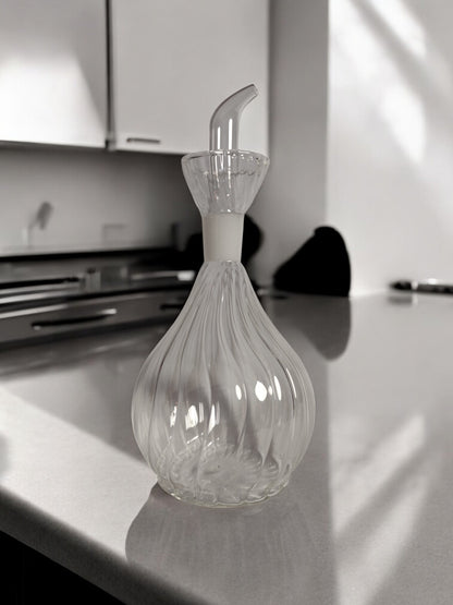 Kapaklı Cam Yağdanlık / Sirkelik (1 Litre /  Borosilikat Cam, Damlatmaz Şık Tasarım Karaf